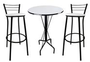Kit Mesa Bistrô Preto Tampo Branco 2 Banquetas Preto Assento Branco
