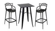 Kit Mesa Bistrô Tolix com 2 Banquetas Altas Allegra Preto Kit Mesa Bistrô Tolix com 2 Banquetas Altas Allegra Preto