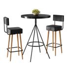 Kit Mesa Bistrô Viena e 2 Banquetas Barcelona material sintético Preto SalaOne