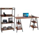 Kit Mesa Cavalete 150 Cm Com Estante 4 Prateleiras Nogal