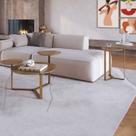Kit Mesa Centro e Lateral Chanfrada Pes Metal Dourado Hanover Artesano Kit Mesa Centro e Lateral Chanfrada Pes Metal Dourado Hanover Artesano