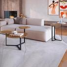Kit Mesa Centro E Lateral Chanfrada Pes Metal Preto Hanover Artesano Hanover Preto