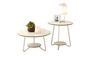 Kit Mesa Centro e Mesa Apoio Decoração para Escritório e Sala Liz Off White Freijo - EJ