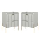 kit mesa de cabeceira quarto cama pé dourado 45cm MDF 2 gav