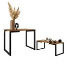 Kit Mesa De Centro E Mesa Lateral Estilo Industrial Madeira Conjunto Completo
