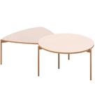 Kit Mesa de Centro Redonda Ellie e Mesa de Centro Trina D05 Off White - Lyam Decor