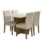 Kit Mesa de Jantar Helo Com Vidro 120x90 com 4 Cadeiras Jade