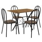 Kit Mesa de Jantar Jade 91 cm Nature com 04 Cadeiras Texas Palha Ferro Preto - Pallazio Kit Mesa de Jantar Jade 91 cm Nature com 04 Cadeiras Texas Palha Ferro Preto - Pallazio