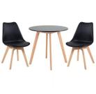 Kit - Mesa De Jantar Leda 90 Cm Preto + 2 Cadeiras Estofadas Leda Preto