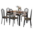 Kit Mesa de Jantar Marva 136cm com 06 Cadeiras Alabama Palha Ferro Preto - Pallazio Kit Mesa de Jantar Marva 136cm com 06 Cadeiras Alabama Palha Ferro Preto - Pallazio