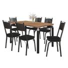 Kit Mesa de Jantar Marva 136cm com 06 Cadeiras Virginia Preto Ferro Preto - Pallazio