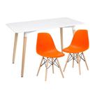 KIT - Mesa de jantar retangular Eames 60 x 120 cm branco + 2 cadeiras Eiffel DSW