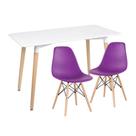 KIT - Mesa de jantar retangular Eames 60 x 120 cm branco + 2 cadeiras Eiffel DSW