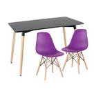 KIT - Mesa de jantar retangular Eames 60 x 120 cm preto + 2 cadeiras Eiffel DSW