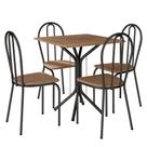 Kit Mesa de Jantar Thaisa 67,5cm com 04 Cadeiras Texas Ratan Ferro Preto - Pallazio