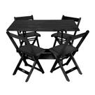 Kit Mesa de Madeira 120x70 Dobrável com 4 Cadeiras Estofadas Resistente para Área Gourmet - Preto