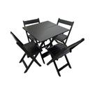 Kit Mesa de Madeira 60x60 Quadrada Dobrável com 4 Cadeiras Resistente para Restaurante e Bar - Preto Kit Mesa de Madeira 60x60 Quadrada Dobrável com 4 Cadeiras Resistente para Restaurante e Bar - Preto
