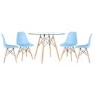 KIT - Mesa de vidro Eames 100 cm + 4 cadeiras Eiffel DSW