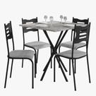 Kit Mesa Diamante 542 Sala de Jantar 4 Cadeiras Pés Tubular