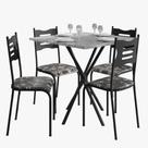 Kit Mesa Diamante 542 Sala de Jantar 4 Cadeiras Pés Tubular