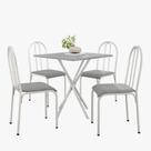 Kit Mesa Diamante 544 Sala de Jantar 4 Cadeiras Pés Tubular