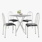 Kit Mesa Diamante 544 Sala de Jantar 4 Cadeiras Pés Tubular