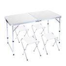 Kit Mesa Dobrável Portátil Que Vira Maleta Para Camping Praia Leve Alumínio 120cm Branca 4 Bancos
