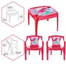 Kit Mesa e 2 Cadeira Infantil Atividades Educativa Rosa Sereia Label