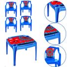 Kit Mesa e 4 Cadeira Infantil Poltrona Homem Aranha Azul Kit Mesa e 4 Cadeira Infantil Poltrona Homem Aranha Azul
