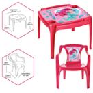 Kit Mesa e Cadeira Infantil Atividades Educativa Rosa Sereia Label