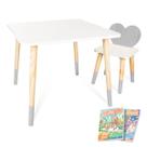 Kit Mesa e Cadeira Infantil Coração Cinza
