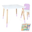 Kit Mesa e Cadeira Infantil Dinossauro Lilás