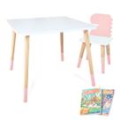 Kit Mesa e Cadeira Infantil Dinossauro Rosa Bebê