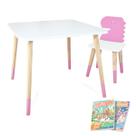 Kit Mesa e Cadeira Infantil Dinossauro Rosa