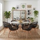 Kit Mesa Eames Vidro 110cm + 6 Cadeiras Web Wood - Seat&Co