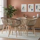 Kit Mesa Eames Vidro 90cm + 4 Cadeiras Web Wood - Seat&Co