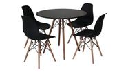 Kit Mesa Eiffel Preta 90cm com 04 Cadeiras Eiffel Pretas