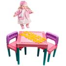 Kit Mesa Infantil 2 Cadeiras C/ Boneca Clássica Rose Ring