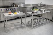 Kit Mesa Inox 304 Simples 100cm e Mesa Paneleira 90cm Industrial