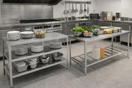 Kit Mesa Inox 304 Tripla e Mesa Paneleira 90cm Profissional Cozinha Industrial Restaurante