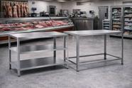 Kit Mesa Inox Industrial 304 Simples Tripla 100x50 Profissional Restaurante Açougue Padaria