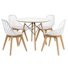 Kit Mesa Jantar Eames 110cm Branca + 4 Cadeiras Kaila Wood Branca - La Mobilia