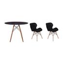 Kit Mesa Jantar Eiffel 120cm Preta + 02 Cadeiras Slim - Preta