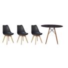 Kit Mesa Jantar Eiffel 120cm Preta + 03 Cadeiras Leda - Preta