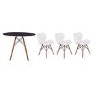 Kit Mesa Jantar Eiffel 120cm Preta + 03 Cadeiras Slim - Branca