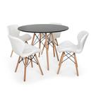 Kit Mesa Jantar Eiffel 120cm Preta + 04 Cadeiras Slim - Branca