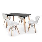 Kit Mesa Jantar Eiffel 120x80 Preta + 04 Cadeiras Slim - Branca