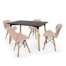 Kit Mesa Jantar Eiffel 120x80 Preta + 04 Cadeiras Slim - Nude