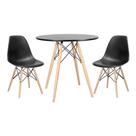 Kit Mesa Jantar Eiffel 80cm Preta + 2 Cadeiras Eames Eiffel