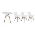 Kit Mesa Jantar Eiffel 90cm Branca 03 Cadeiras Slim Branca